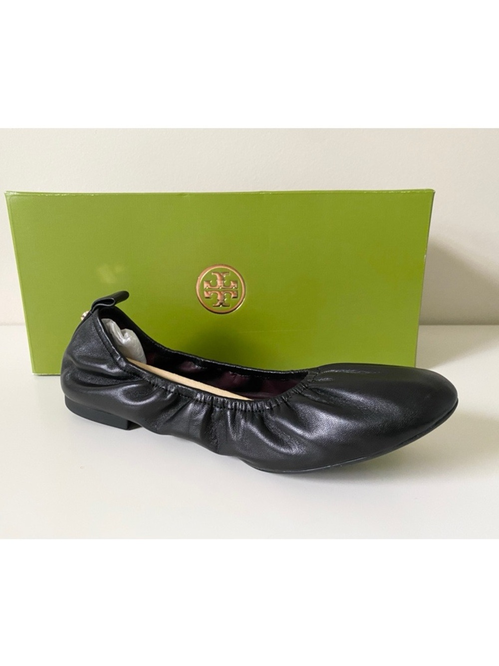Tory Burch Eddie Ballet 2.0 Black Leather Sz 6.5